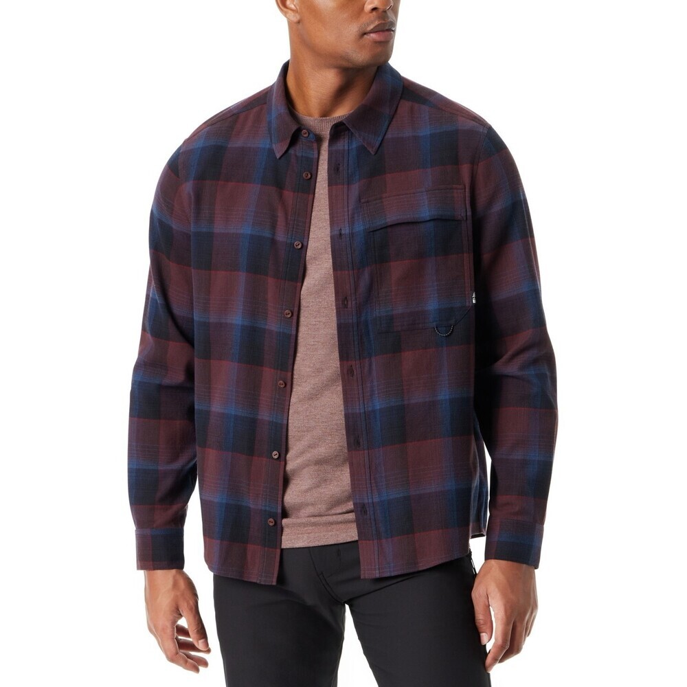 Bass Outdoor Shirt Men's M Fudge Plaid Long Sleeve Button-Up Classic Fit MAC42 - Picture 6 of 8